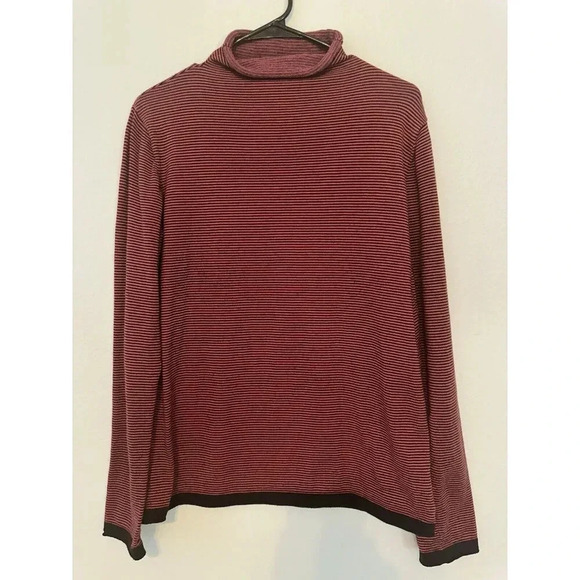 Title Nine Sweater Red Striped Long Sleeve Striped Mock Neck Size Large - Picture 4 of 16